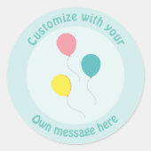Sticker Rond Three Party Balloons Custom text (Devant)