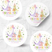 Sticker Rond Three Rex Dinosaur Birthday