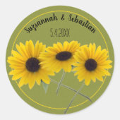 Sticker Rond Three Sunflower Photo Nom de l'événement Date Modè (Devant)