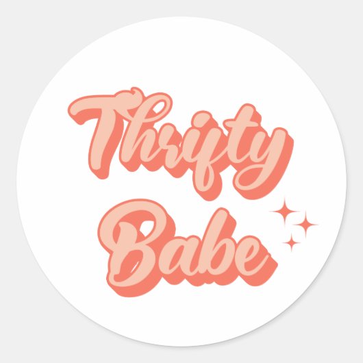 Sticker Rond Thrifty Babe Retro (Devant)