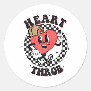 Sticker Rond Throb Coeur Rétro À damiers Enfant Préscolaire Gar