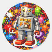 Sticker Rond Throw robot paint splatter stick (Devant)