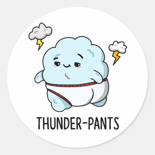 Sticker Rond Thunderpants Funky Cloud Météo Pun (Devant)