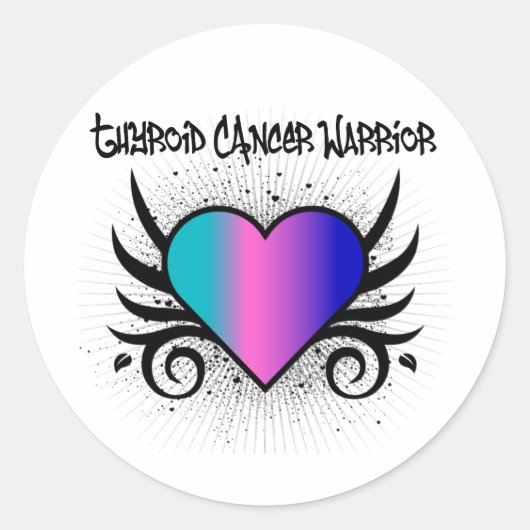 Sticker Rond Thyroid Cancer Guerrier Coeur (Devant)