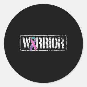 Sticker Rond Thyroid Cancer Guerrier Militaire Style Sensibilis