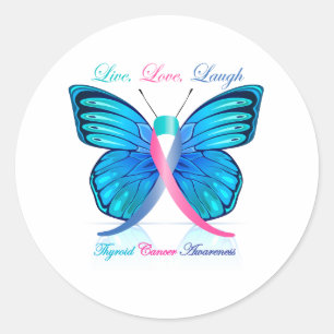 Sticker Rond Thyroid Papillon - Live Love Laugh