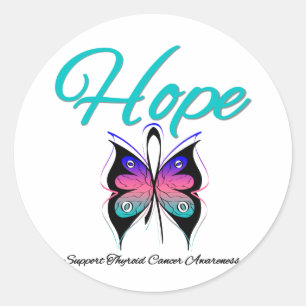 Sticker Rond Thyroïde Cancer Hope Béton papillon