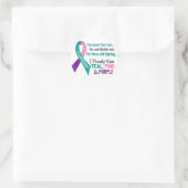 Sticker Rond Thyroïde Cancer Je Porte Fièrement Turquoise Viole (Sac)