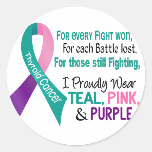 Sticker Rond Thyroïde Cancer Je Porte Fièrement Turquoise Viole