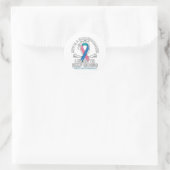 Sticker Rond Thyroïde conscience cancer rose turquoise bleu rub (Sac)