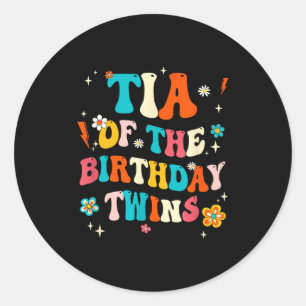 Sticker Rond Tia des jumeaux d'anniversaire garçons filles fête