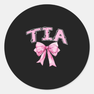 Sticker Rond Tia fille d'anniversaire arc coquette rose