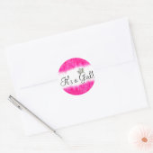 Sticker Rond Tiara "C’est une fille !" Baby shower (Enveloppe)