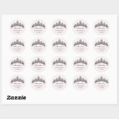 Sticker Rond Tiara noire moderne Quinceanera (Feuille)