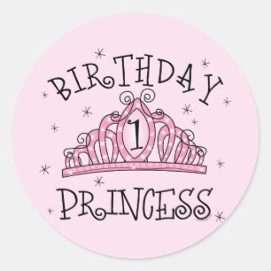 Sticker Rond Tiara Princess 1er anniversaire