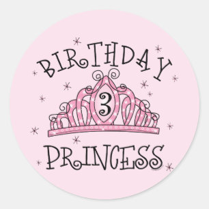 Sticker Rond Tiara Princess 3e anniversaire