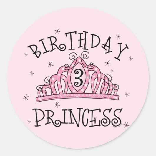 Sticker Rond Tiara Princess 3e anniversaire (Devant)