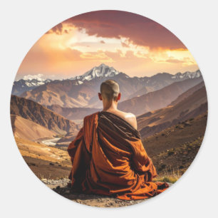 Sticker Rond Tibet - Bouddhisme - Méditation