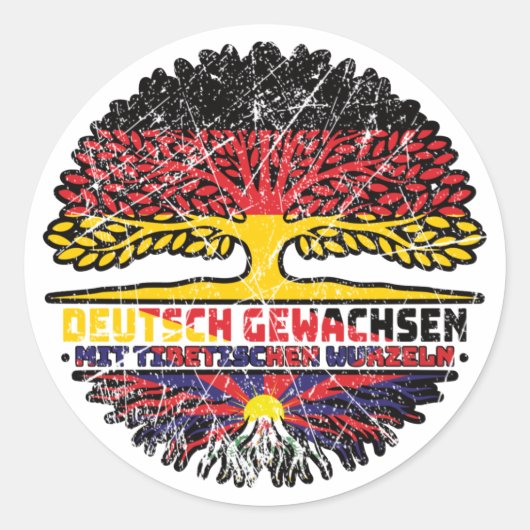 Sticker Rond Tibet Tibetisch Deutsch Deutschland Baum Wurzel (Devant)