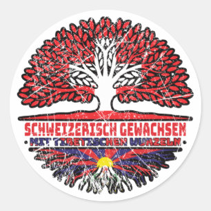 Sticker Rond Tibet Tibetisch Schweizer Schweiz Baum Wurzel