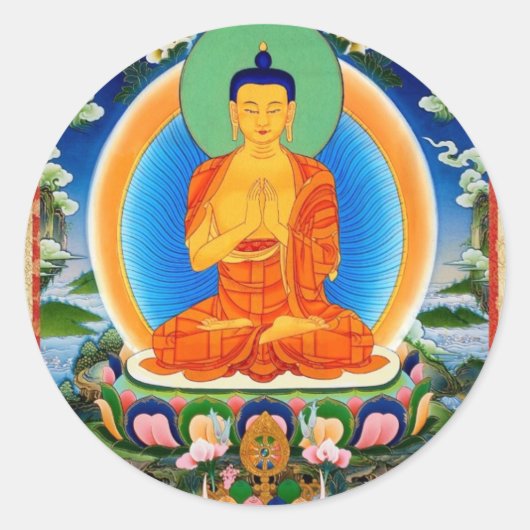 Sticker Rond Tibetan Thangka Prabhutaratna Bouddha (Devant)