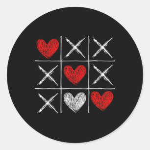 Sticker Rond Tic-tac-toe de la Saint-Valentin Xo-xo Cadeau drôl