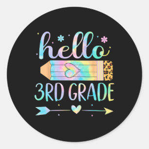 Sticker Rond Tie Dye 3e année Ck rentrée scolaire Bonjour trois
