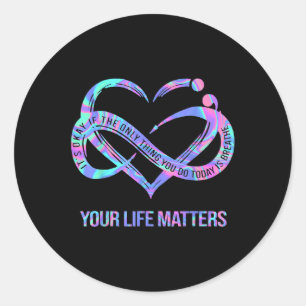 Sticker Rond Tie Dye Coeur Votre Vie S Prévention Suicide Aware