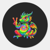 Sticker Rond Tie-dye Dragon Peace Sign Hipe (Devant)