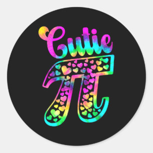 Sticker Rond Tie Dye Drôle Cutie Pie 3,14 Pi Numéro Symbole Mat
