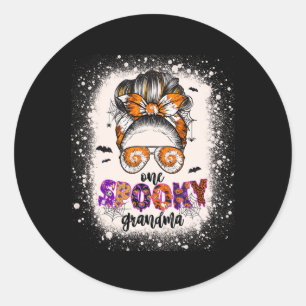 Sticker Rond Tie Dye Éffrayant grand-mère Halloween Monster Mes
