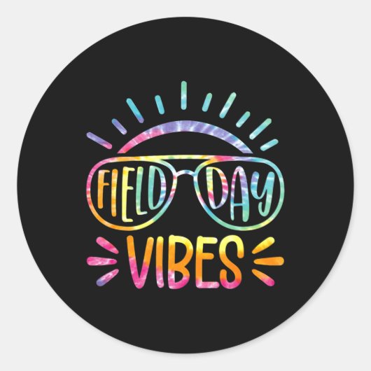 Sticker Rond Tie Dye Field Day Vibes Last Day Of School Field D (Devant)
