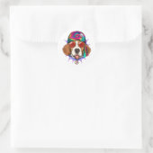 Sticker Rond Tie Dye Hippie Beagle Hippie Paix amour chien (Sac)