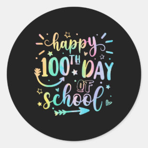 Sticker Rond Tie Dye Joyeux 100E Jour D'École S Pour Le Profess