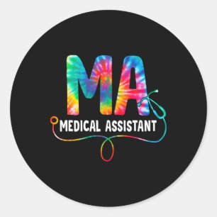 Sticker Rond Tie Dye Ma Médicale Infirmière Stéthoscope Ma