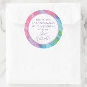 Sticker Rond Tie Dye Merci Fête d'anniversaire Favoriser (Sac)