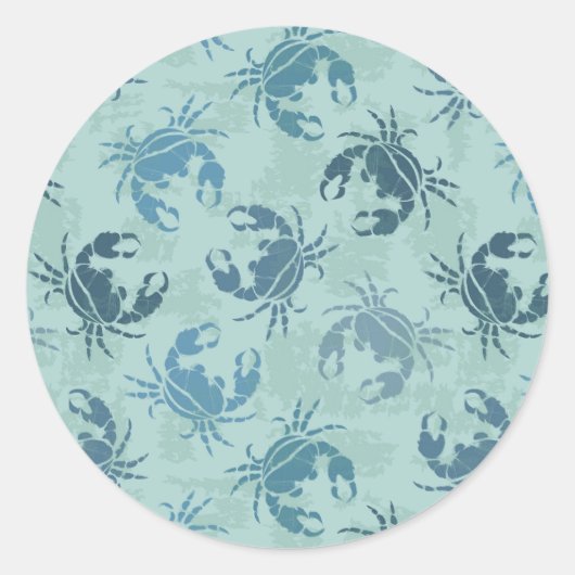 Sticker Rond Tie Dye Motif De Crabes (Devant)