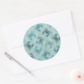 Sticker Rond Tie Dye Motif De Crabes (Enveloppe)