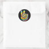 Sticker Rond Tie Dye Paix main (Sac)