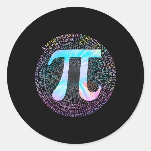 Sticker Rond Tie Dye Pi Happy Pi Day (Devant)
