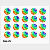 Sticker Rond Tie Dye rencontre l'aquarelle (Feuille)