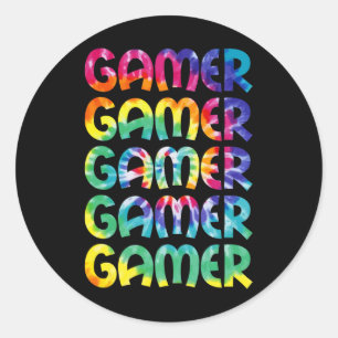 Sticker Rond Tie Dye Style Jeu Vidéo Jeu Hommes Garçons Ados