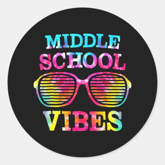 Sticker Rond Tie Dye Vibes de l'école secondaire Étudiant Retou (Devant)
