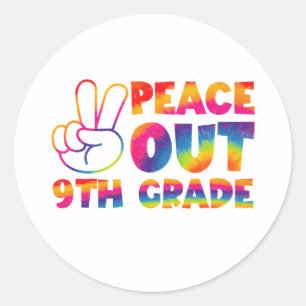 Sticker Rond Tiedye de fin de 9e année, salut les gars 