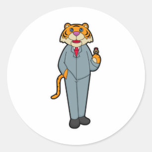 Sticker Rond Tiger as Groom with Wedding ring