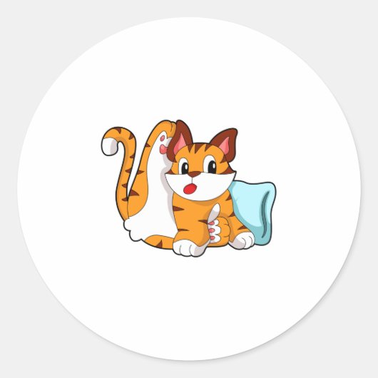 Sticker Rond Tiger chat avec Coussin (Devant)