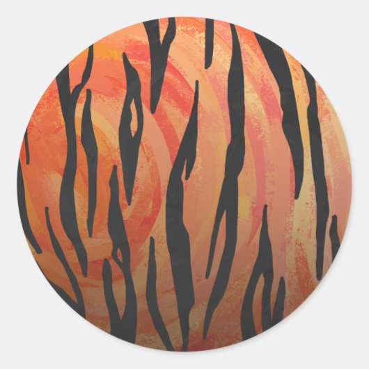 Sticker Rond Tiger chaud orange et noir (Devant)