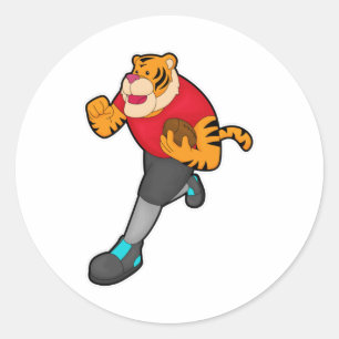 Sticker Rond Tiger comme joueur de football avec football