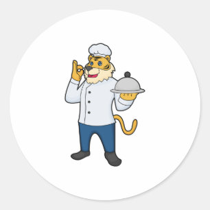 Sticker Rond Tiger Cook Chef hat Platter