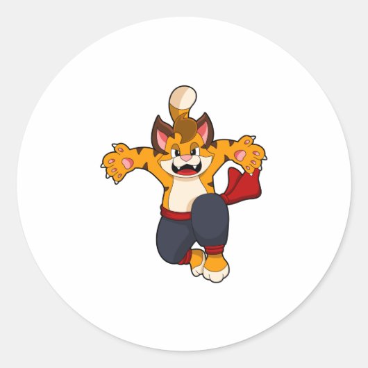 Sticker Rond Tiger dans les arts martiaux Karate (Devant)